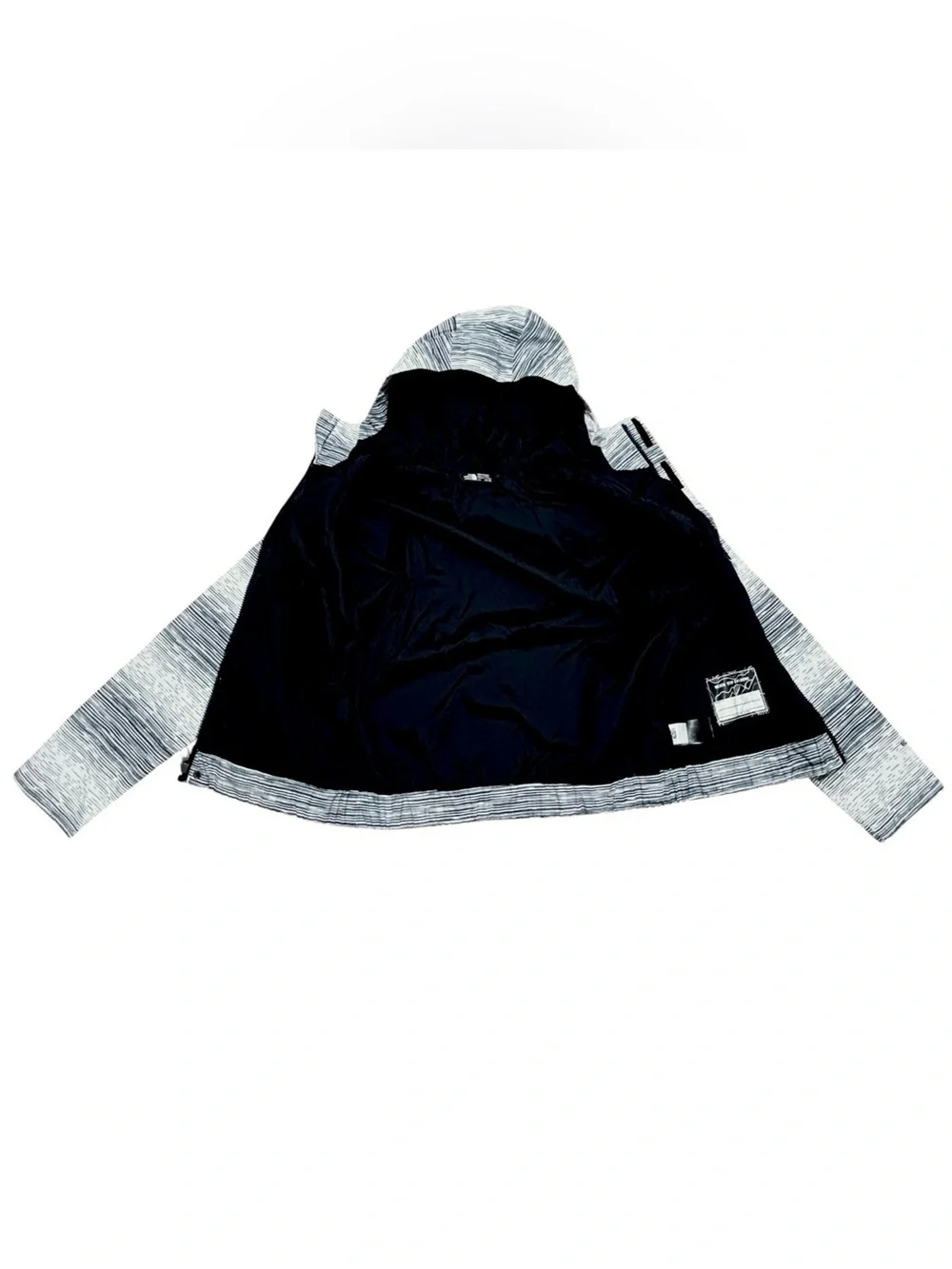 The North Face Girls Precita Rain Jacket Large 14/16 Black White Static Stripe